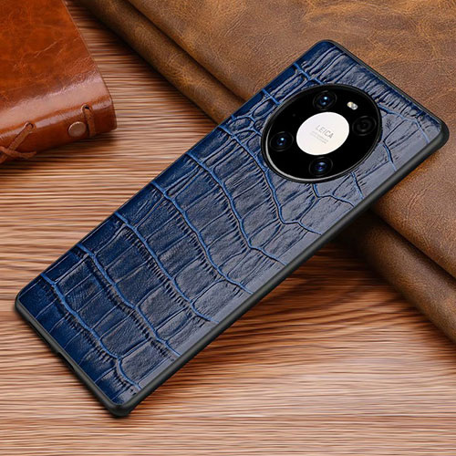 Soft Luxury Leather Snap On Case Cover S02 for Huawei Mate 40E Pro 5G Blue