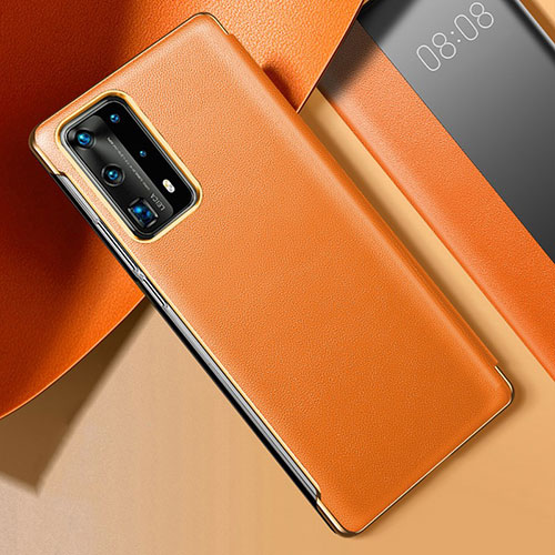 Soft Luxury Leather Snap On Case Cover S02 for Huawei P40 Pro+ Plus Orange