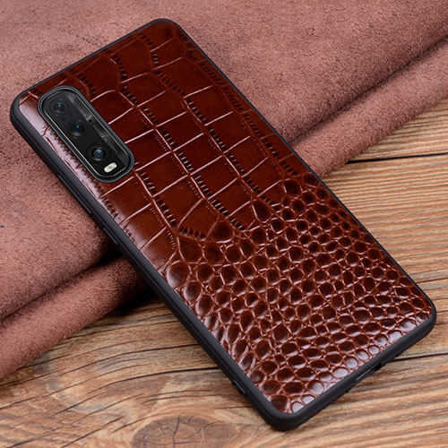 Soft Luxury Leather Snap On Case Cover S02 for Oppo Find X2 Brown