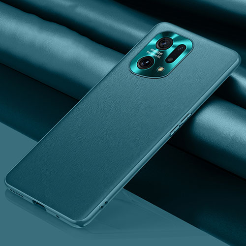 Soft Luxury Leather Snap On Case Cover S02 for Oppo Find X5 5G Cyan