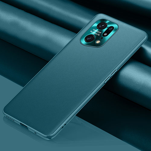 Soft Luxury Leather Snap On Case Cover S02 for Oppo Find X5 Pro 5G Cyan
