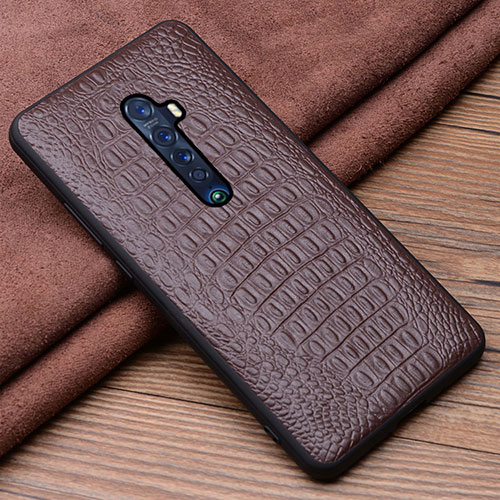 Soft Luxury Leather Snap On Case Cover S02 for Oppo Reno2 Brown