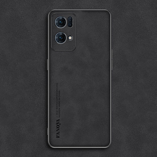 Soft Luxury Leather Snap On Case Cover S02 for Oppo Reno7 Pro 5G Black