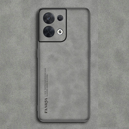 Soft Luxury Leather Snap On Case Cover S02 for Oppo Reno9 5G Gray