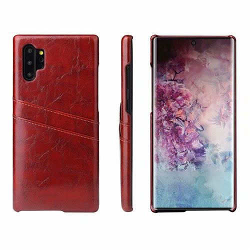 Soft Luxury Leather Snap On Case Cover S02 for Samsung Galaxy Note 10 Plus 5G Red Wine