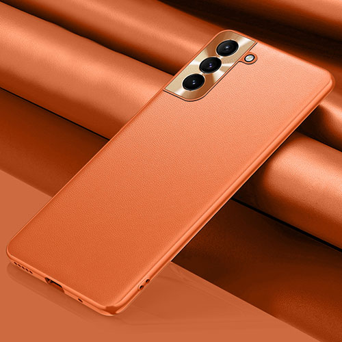 Soft Luxury Leather Snap On Case Cover S02 for Samsung Galaxy S21 FE 5G Orange