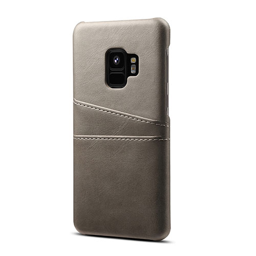 Soft Luxury Leather Snap On Case Cover S02 for Samsung Galaxy S9 Gray