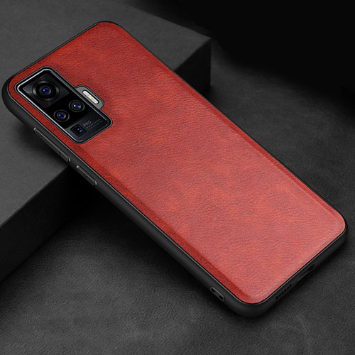 Soft Luxury Leather Snap On Case Cover S02 for Vivo X50 Pro 5G Red