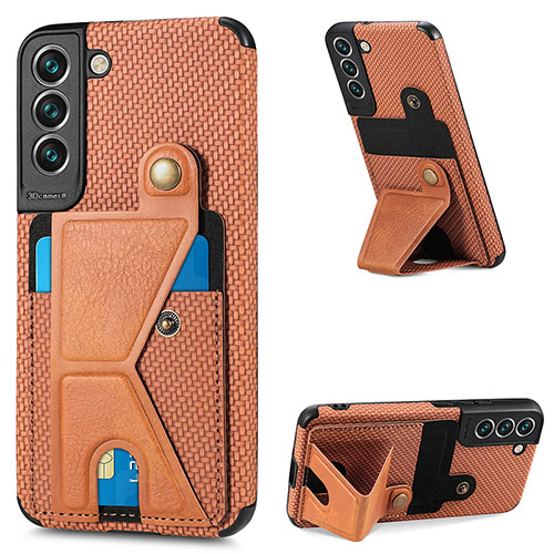 Soft Luxury Leather Snap On Case Cover S02D for Samsung Galaxy S23 Plus 5G Brown
