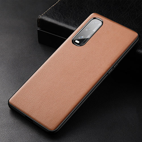 Soft Luxury Leather Snap On Case Cover S03 for Oppo Find X2 Brown