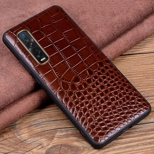 Soft Luxury Leather Snap On Case Cover S03 for Oppo Find X2 Pro Brown