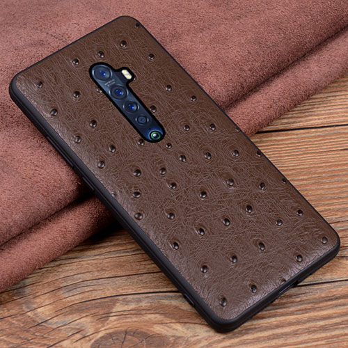 Soft Luxury Leather Snap On Case Cover S03 for Oppo Reno2 Brown