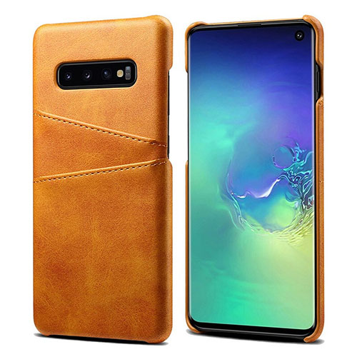 Soft Luxury Leather Snap On Case Cover S03 for Samsung Galaxy S10 5G Orange