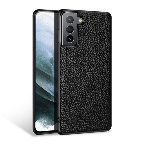 Soft Luxury Leather Snap On Case Cover S03 for Samsung Galaxy S21 Plus 5G Black