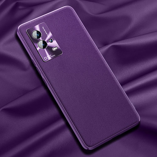 Soft Luxury Leather Snap On Case Cover S03 for Vivo iQOO 8 5G Purple