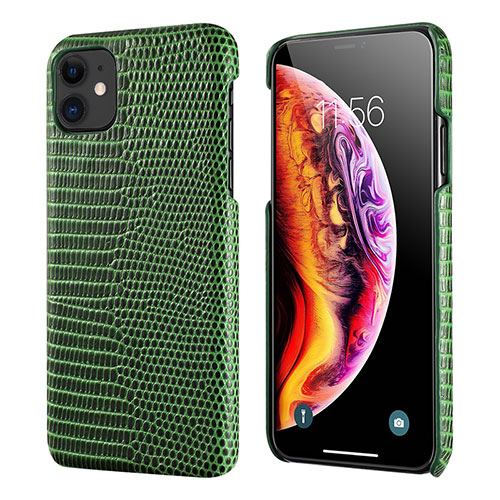 Soft Luxury Leather Snap On Case Cover S04 for Apple iPhone 11 Green