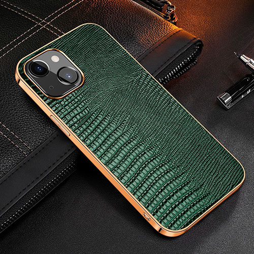 Soft Luxury Leather Snap On Case Cover S04 for Apple iPhone 13 Mini Green