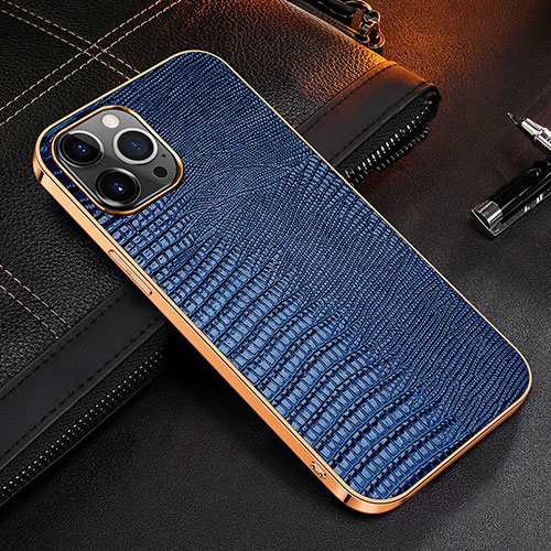 Soft Luxury Leather Snap On Case Cover S04 for Apple iPhone 13 Pro Blue