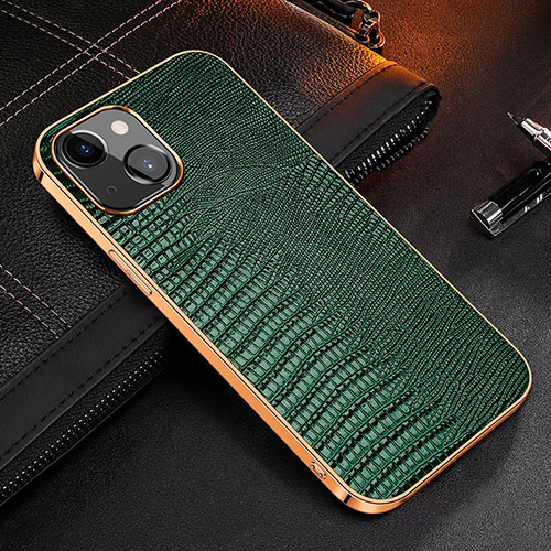 Soft Luxury Leather Snap On Case Cover S04 for Apple iPhone 14 Plus Green