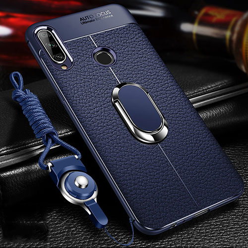 Soft Luxury Leather Snap On Case Cover S04 for Huawei Enjoy 10 Plus Blue