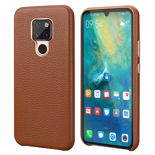 Soft Luxury Leather Snap On Case Cover S04 for Huawei Mate 20 Brown