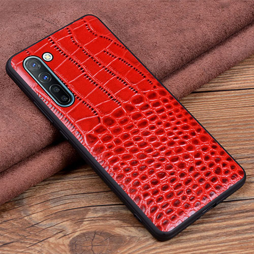 Soft Luxury Leather Snap On Case Cover S04 for Oppo F15 Red