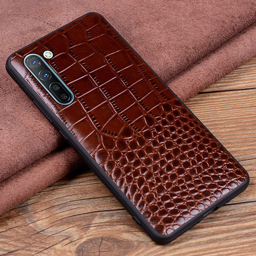 Soft Luxury Leather Snap On Case Cover S04 for Oppo Find X2 Lite Brown
