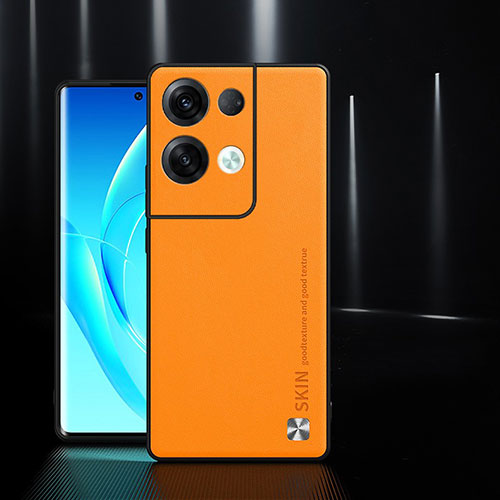 Soft Luxury Leather Snap On Case Cover S04 for Oppo Reno8 5G Orange