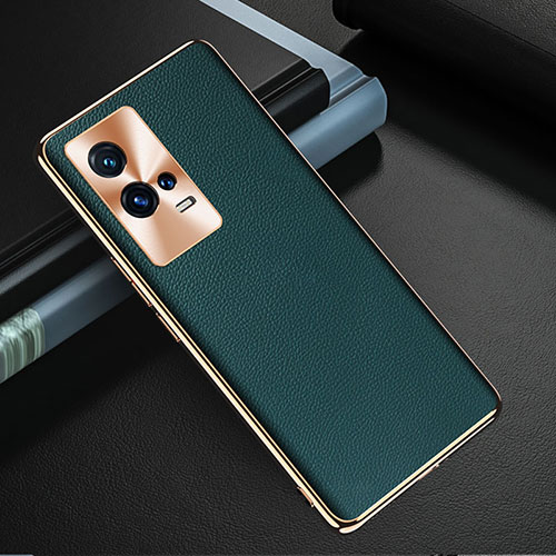 Soft Luxury Leather Snap On Case Cover S04 for Vivo iQOO 8 5G Green