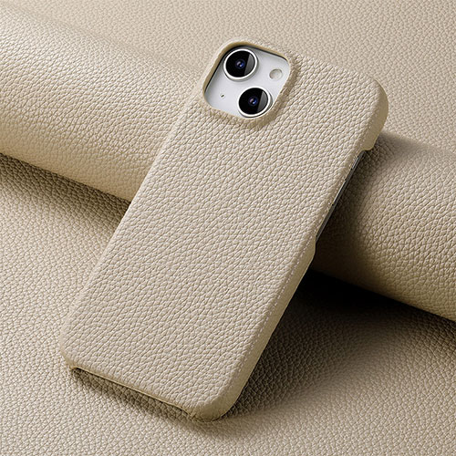 Soft Luxury Leather Snap On Case Cover S04D for Apple iPhone 13 Khaki