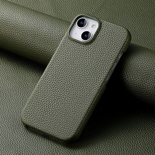 Soft Luxury Leather Snap On Case Cover S04D for Apple iPhone 13 Midnight Green
