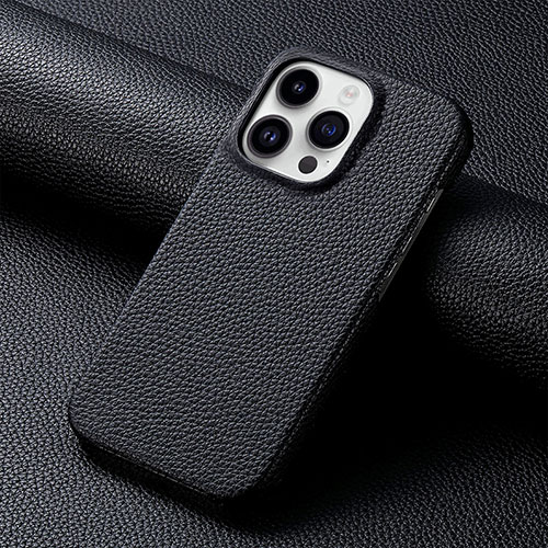 Soft Luxury Leather Snap On Case Cover S04D for Apple iPhone 13 Pro Max Black