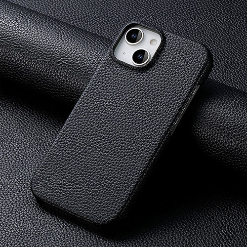 Soft Luxury Leather Snap On Case Cover S04D for Apple iPhone 14 Black