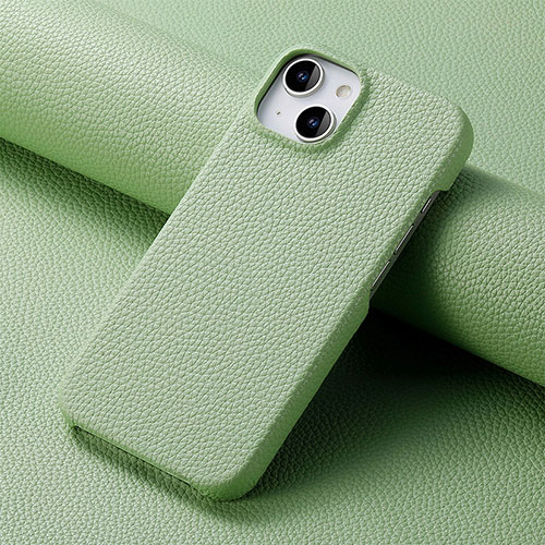 Soft Luxury Leather Snap On Case Cover S04D for Apple iPhone 14 Green