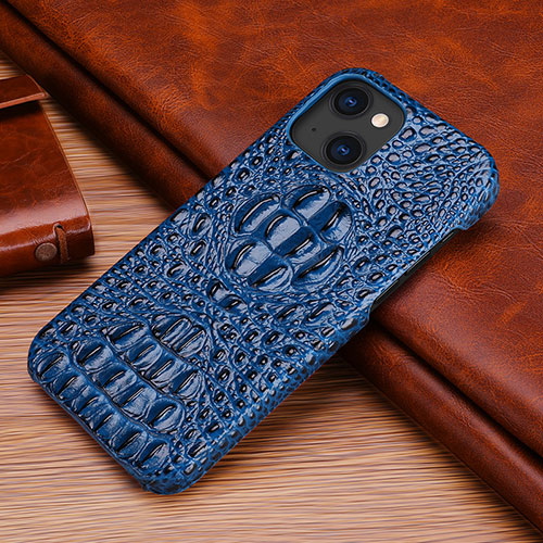 Soft Luxury Leather Snap On Case Cover S05 for Apple iPhone 13 Mini Blue