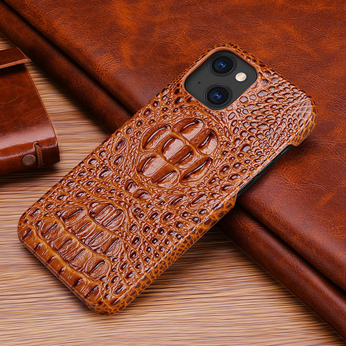 Soft Luxury Leather Snap On Case Cover S05 for Apple iPhone 13 Mini Brown