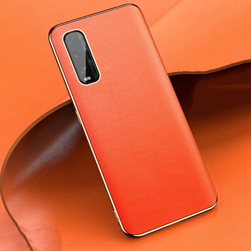 Soft Luxury Leather Snap On Case Cover S05 for Oppo Find X2 Orange
