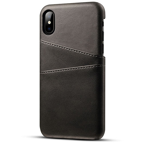 Soft Luxury Leather Snap On Case Cover S06 for Apple iPhone X Black