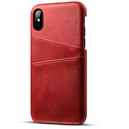 Soft Luxury Leather Snap On Case Cover S06 for Apple iPhone Xs Red