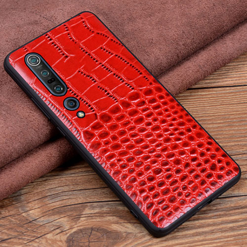 Soft Luxury Leather Snap On Case Cover S06 for Xiaomi Mi 10 Pro Red