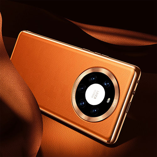 Soft Luxury Leather Snap On Case Cover S08 for Huawei Mate 40 Pro+ Plus Orange