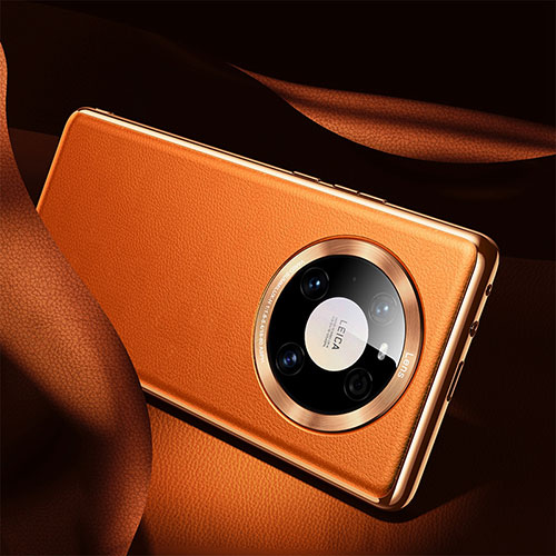 Soft Luxury Leather Snap On Case Cover S08 for Huawei Mate 40E 4G Orange