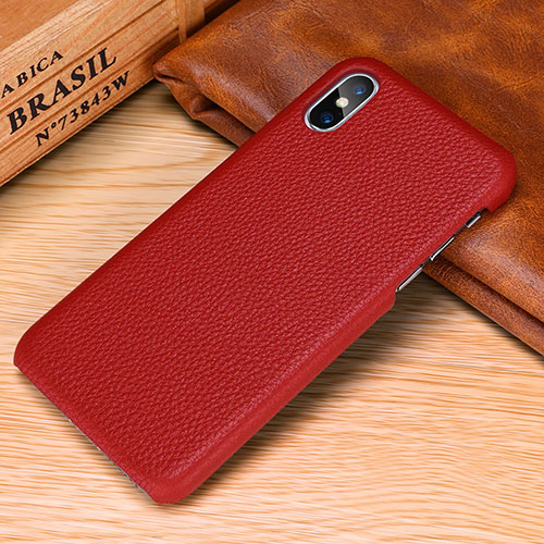 Soft Luxury Leather Snap On Case Cover S10 for Apple iPhone X Red