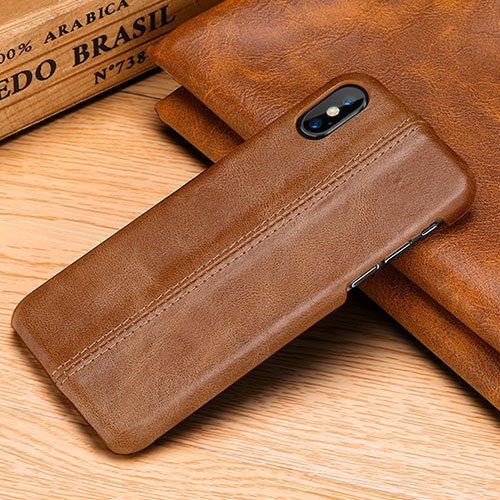 Soft Luxury Leather Snap On Case Cover S11 for Apple iPhone X Orange