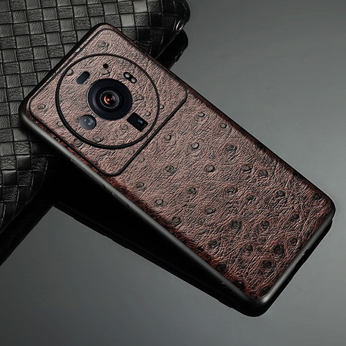 Soft Luxury Leather Snap On Case Cover S11 for Xiaomi Mi 12 Ultra 5G Brown