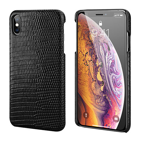 Soft Luxury Leather Snap On Case Cover S12 for Apple iPhone X Black