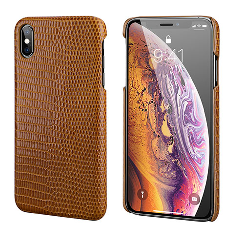 Soft Luxury Leather Snap On Case Cover S12 for Apple iPhone X Brown