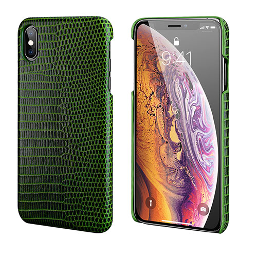 Soft Luxury Leather Snap On Case Cover S12 for Apple iPhone Xs Max Green