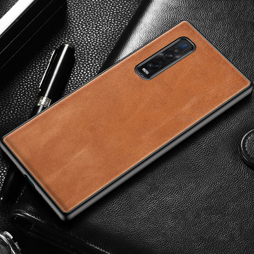 Soft Luxury Leather Snap On Case Cover U04 for Oppo Find X2 Pro Orange