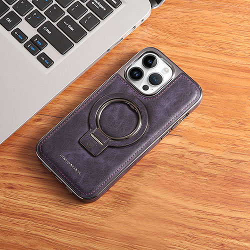 Soft Luxury Leather Snap On Case Cover with Mag-Safe Magnetic JD1 for Apple iPhone 14 Pro Max Purple